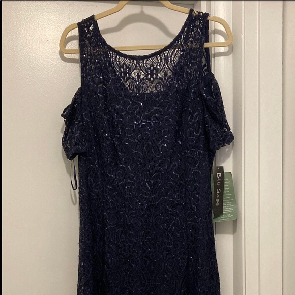 NWT Size 16 Navy Dress Cold Shoulder, MOB Dress, Bridal - Picture 1 of 7
